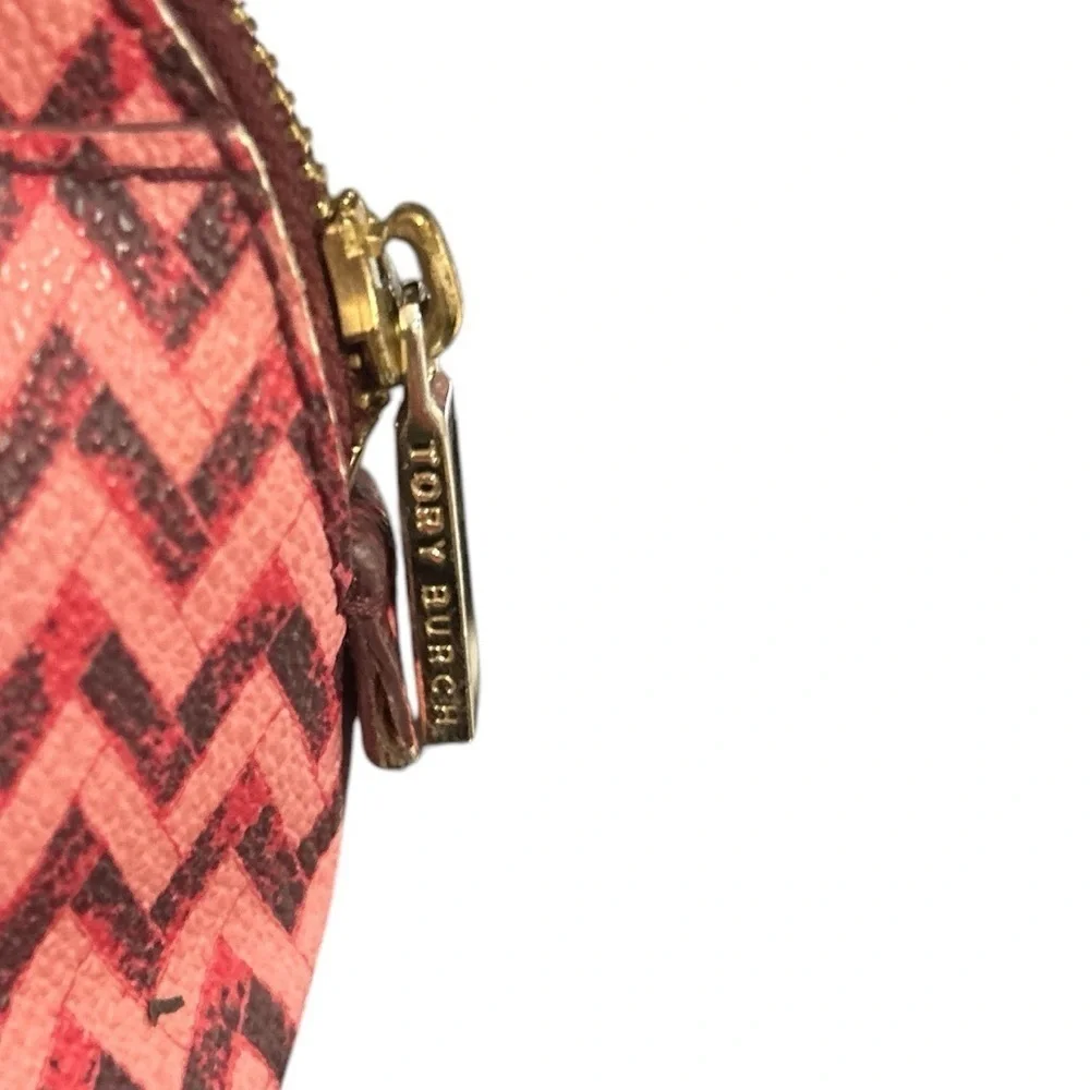 Tory Burch Floral Robinson Leather Make Up Travel T Logo Cosmetic Zip Case
